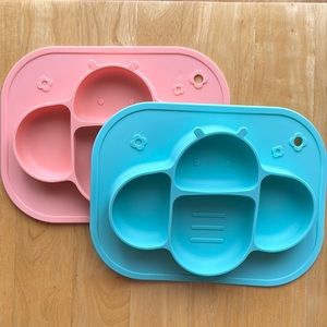 Stay put baby plates pink and blue